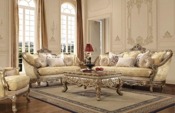 Homey Design HD-2626 Traditional Living Room 3Pc Sofa Set In Luxury Gold Finish 7