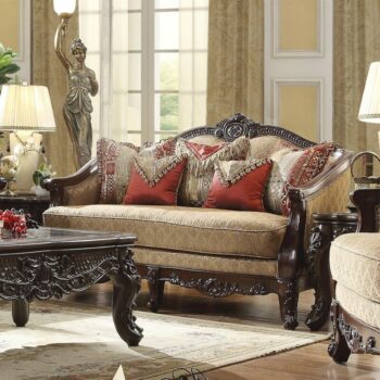 Extra Drk Walnut & SM Hazelnut Finish Loveseat HD-2655 By Homey Design