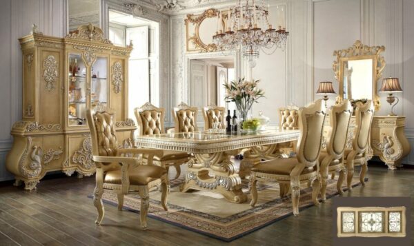 Pickle Frost & Silver 9PCs Dining Table Set HD-7266 By Homey Design 4