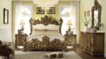 Met Ant Gold & Perfect Brown 4PCs California King Bedroom Set HD-8008 By Homey Design 15
