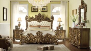 Perfect Brown Bedroom Set 4 PCs HD-8008 By Homey Design