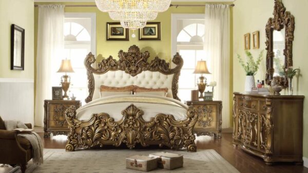 Met Ant Gold & Perfect Brown 4PCs California King Bedroom Set HD-8008 By Homey Design 9