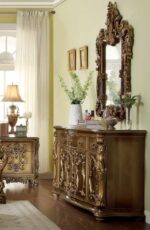 Met Ant Gold & Perfect Brown 4PCs California King Bedroom Set HD-8008 By Homey Design 17