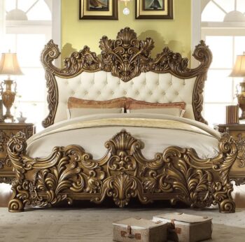 Eastern King Brown Leather Bed HD-8008 By Homey Design