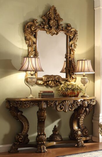 Met Ant Gold & Perfect Brown Console Table HD-8008 By Homey Design