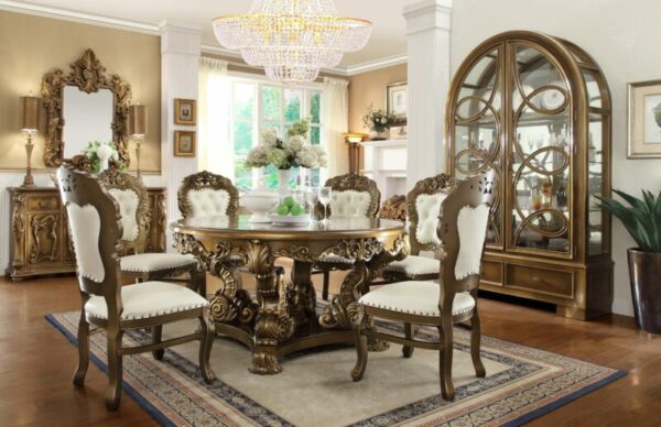 Met Ant Gold & Perfect Brown 5PCs Dining Table Set HD-8008 By Homey Design 6