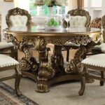 Met Ant Gold & Perfect Brown 5PCs Dining Table Set HD-8008 By Homey Design Homey Design HD-8008 Collection Mobilia Cleopatra 11 Met Ant Gold & Perfect Brown 5PCs Dining Table Set HD-8008 By Homey Design 11