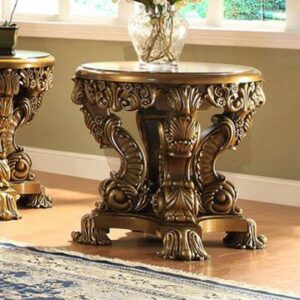 Met Ant Gold &Amp; Perfect Brown End Table Hd-8008 By Homey Design | Mobilia Cleopatra Met Ant Gold & Perfect Brown End Table HD-8008 By Homey Design