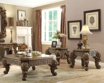Met Ant Gold & Perfect Brown 3PC Coffee Table Set HD-8011 By Homey Design