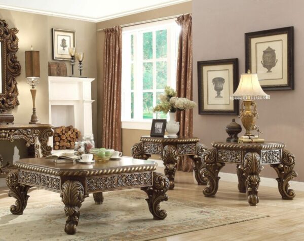 Met Ant Gold & Perfect Brown 3PC Coffee Table Set HD-8011 By Homey Design 4