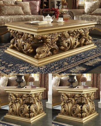 Metallic Bright Gold 3PCs Coffee Table Set HD-8016 By Homey Design