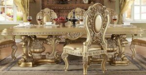 Metallic Bright Gold Dining Table HD-8016 By Homey Design