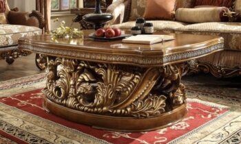 Met Ant Gold & Perfect Brown 3PCs Coffee Table Set HD-8018 By Homey Design