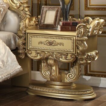Metallic Bright Gold Nightstand HD-8086 By Homey Design