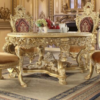 Metallic Bright Gold Round Table HD-8086 By Homey Design