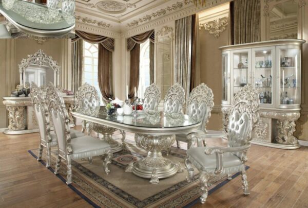 Metallic Silver 7PC Dining Table Set HD-8088 By Homey Design 7