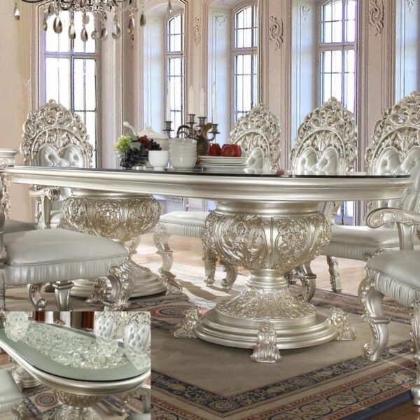 Metallic Silver 7PC Dining Table Set HD-8088 By Homey Design 10
