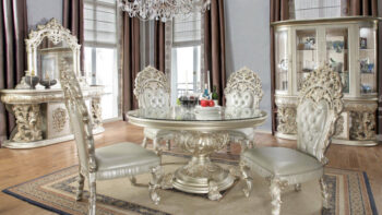 Metallic Silver 5 PC Dining Table Set HD-8088 By Homey Design