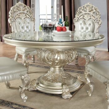 Metallic Silver Round Table HD-8088 By Homey Design