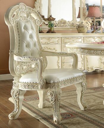 White Gloss Finish Arm Chair HD-8089 By Homey Design