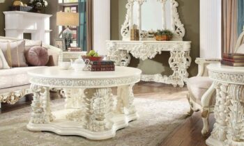 White Gloss Finish 3PC Coffee Table Set HD-8089 By Homey Design