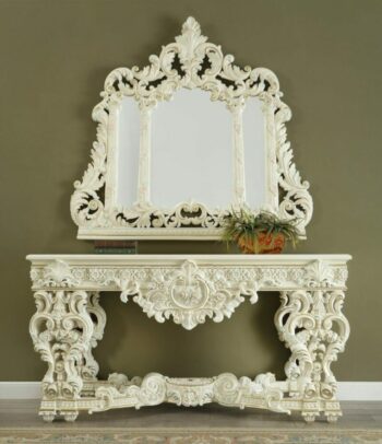 White Vintage Console Table Finish HD-8089 By Homey Design