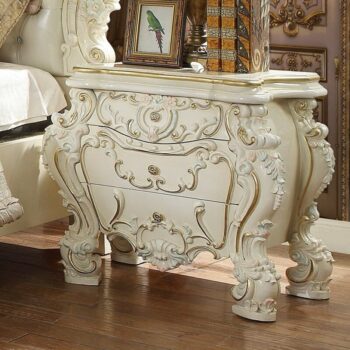 White Gloss Finish Nightstand HD-8089 By Homey Design