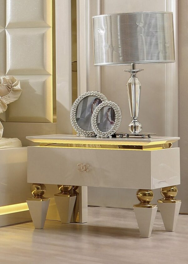 White Gloss Nightstand HD-9935 By Homey Design 4