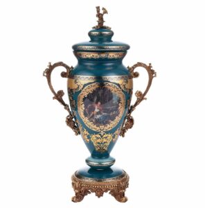 Deep Aegean Blue-Gold Urn Hd-4016S By Homey Design | Mobilia Cleopatra Deep Aegean Blue-Gold URN HD-4016S By Homey Design