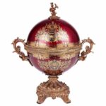 Bronze & Ruby Red Vase HD-6026 By Homey Design Decorative Accessories Mobilia Cleopatra 7 Bronze & Ruby Red Vase HD-6026 By Homey Design 7