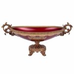Bronze & Ruby Red Bowl HD-6003L By Homey Design Decorative Accessories Mobilia Cleopatra 7 Bronze & Ruby Red Bowl HD-6003L By Homey Design 7