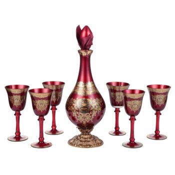 Bronze & Ruby Red 7PCs Decanter HD-6031 By Homey Design