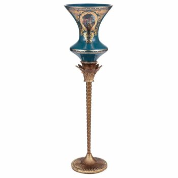 Bronze & Deep Aegean Blue-Gold Candleholder HD-4018 By Homey Design