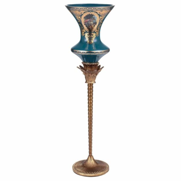 Bronze & Deep Aegean Blue-Gold Candleholder HD-4018 By Homey Design 5