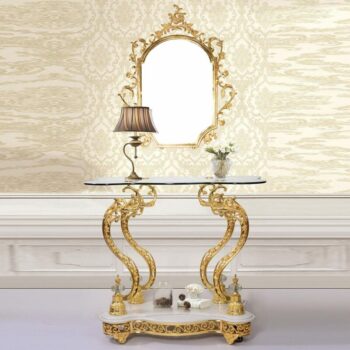 Golden Brass Console with Mirror HD-263 By Homey Design