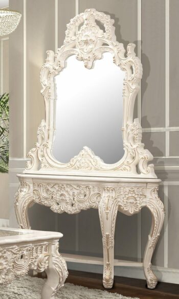 Ivory with Metallic Gold Highlights Finish Console Table HD-998I By Homey Design