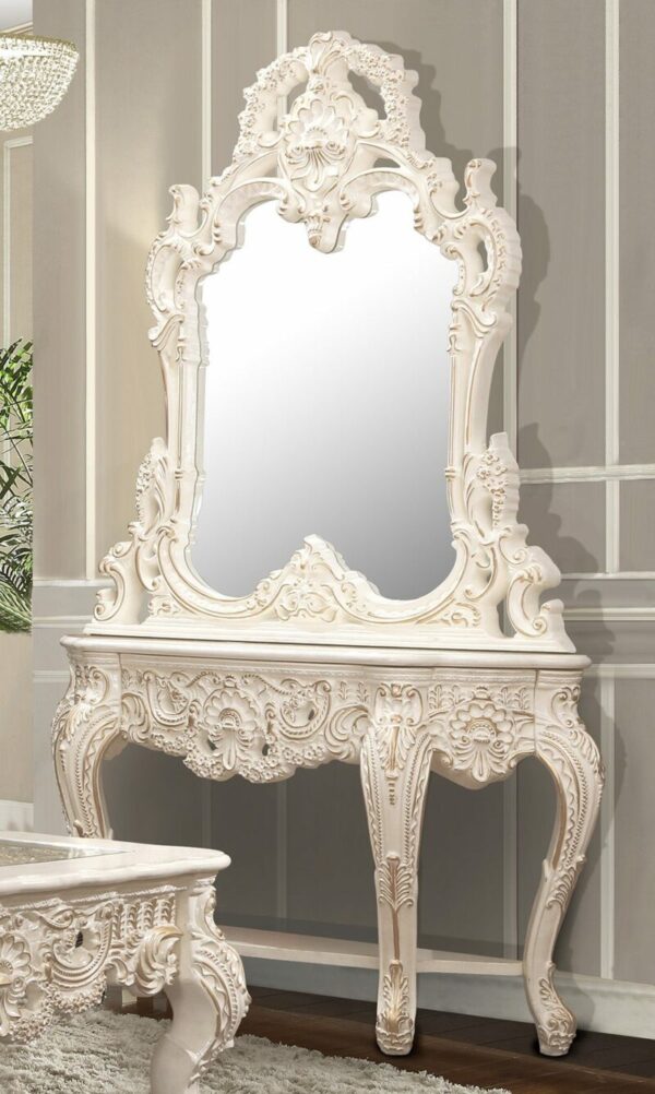 Ivory with Metallic Gold Highlights Finish Console Table HD-998I By Homey Design 4