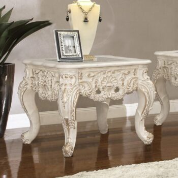 Ivory with Metallic Gold Highlights Finish End Table HD-998I By Homey Design