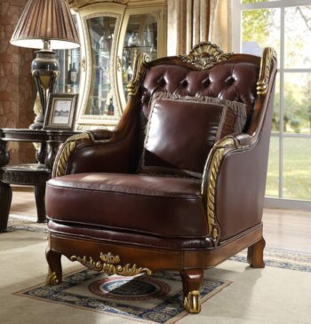 Mahogany & Metallic Bright Gold HD-89 Chair By Homey Design