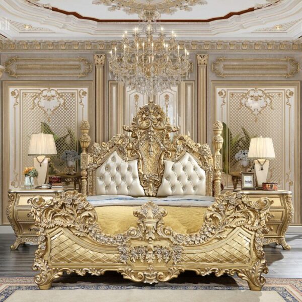 Metallic Gold HD-1801 4PCs Eastern King Bedroom Set By Homey Design 8