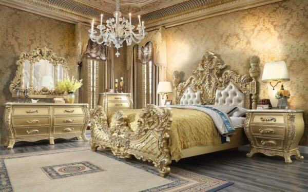 Metallic Gold HD-1801 4PCs Eastern King Bedroom Set By Homey Design 12
