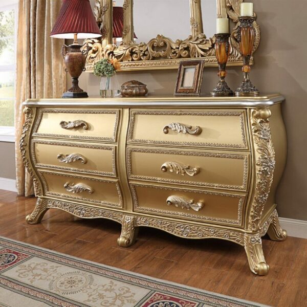 Metallic Gold HD-1801 4PCs Eastern King Bedroom Set By Homey Design 10