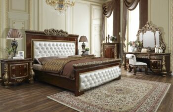 Dark Mocha & Metallic Gold 5PCs Eastern King Bedroom Set HD-1803 By Homey Design