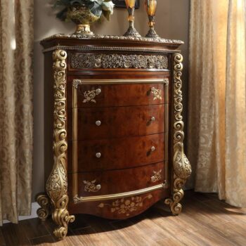 Dark Mocha & Metallic Gold Chest HD-1803 By Homey Design