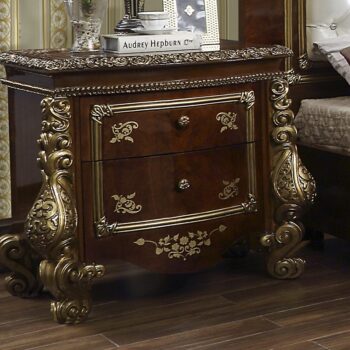 Dark Mocha & Metallic Gold Nightstand HD-1803 By Homey Design