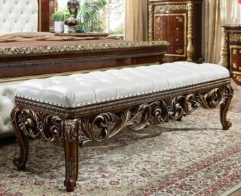 Dark Mocha & Metallic Gold Bench HD-1803 By Homey Design
