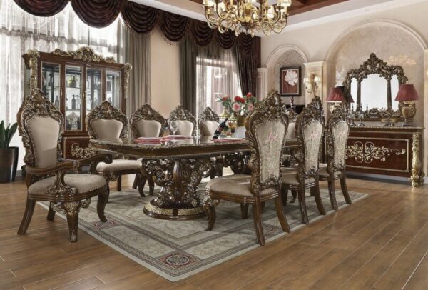 Dark Mocha & Metallic Gold 7PCs Dining Table Set HD-1803 By Homey Design 7