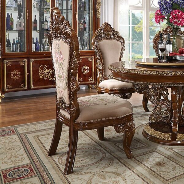 Dark Mocha & Metallic Gold 5PCs Round Dining Set HD-1803 By Homey Design 9