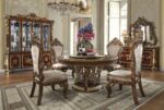 Dark Mocha & Metallic Gold 5PCs Round Dining Set HD-1803 By Homey Design Homey Design HD-1803 Collection Mobilia Cleopatra 11 Dark Mocha & Metallic Gold 5PCs Round Dining Set HD-1803 By Homey Design 11