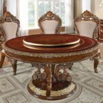 Dark Mocha & Metallic Gold 5PCs Round Dining Set HD-1803 By Homey Design Homey Design HD-1803 Collection Mobilia Cleopatra 12 Dark Mocha & Metallic Gold 5PCs Round Dining Set HD-1803 By Homey Design 12
